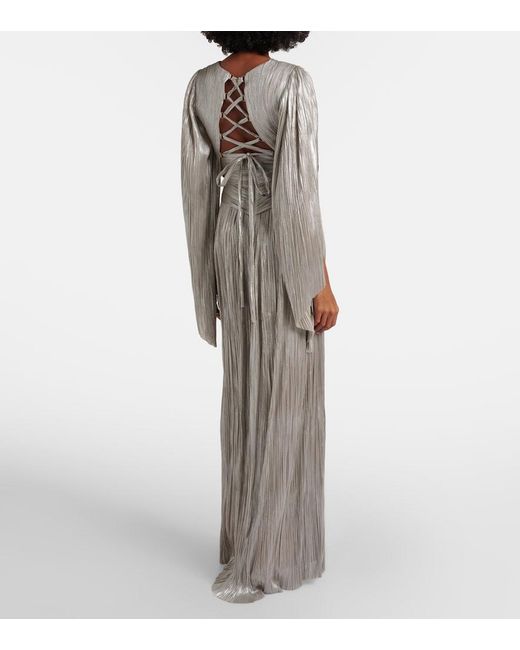 Maria Lucia Hohan Natural Alana Pleated Silk Tulle Gown