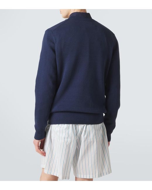 Vilebrequin Blue Jacquard Cotton And Cashmere Sweater for men