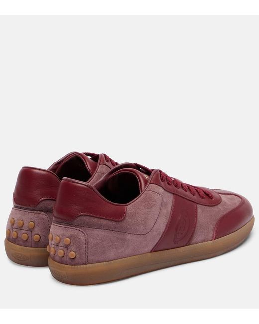 Tod's Red Tabs Leather And Suede Sneakers