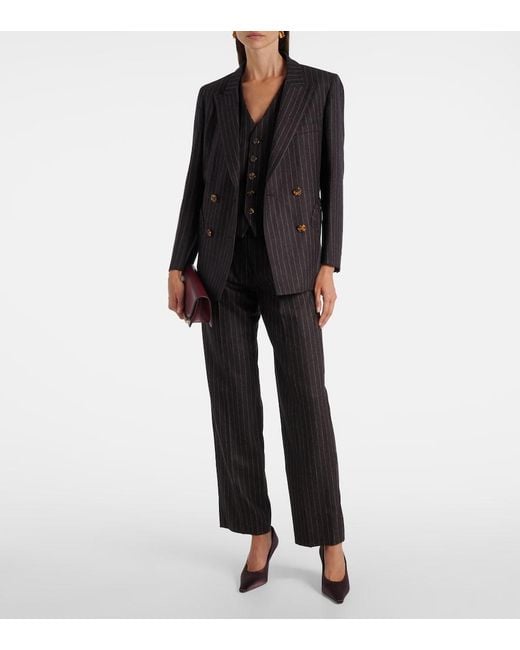 Blazé Milano Black Feral Pinstripe Wool And Cashmere Vest