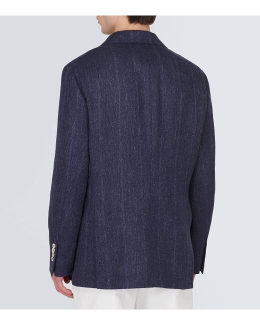 Blazer en lin, soie et laine et coton Brunello Cucinelli pour homme en coloris Blue