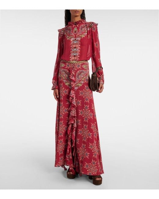 Blusa De Crespon Estampada Etro de color Pink