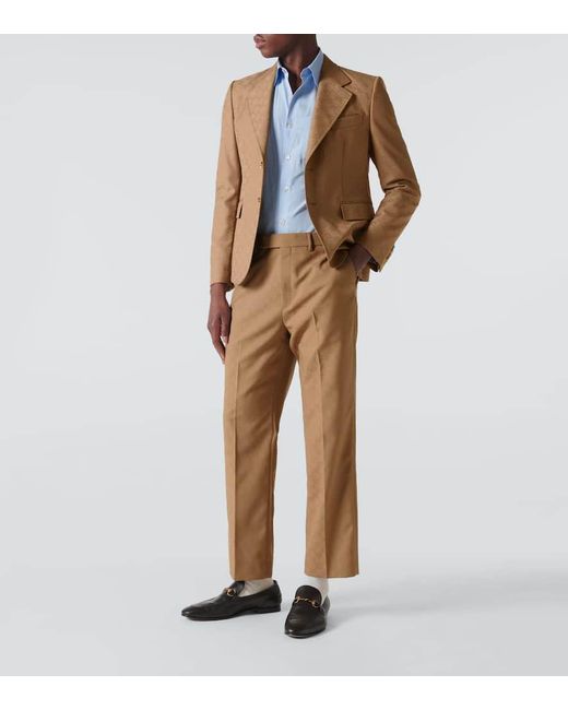 Pantaloni regular in jacquard GG di Gucci in Natural da Uomo