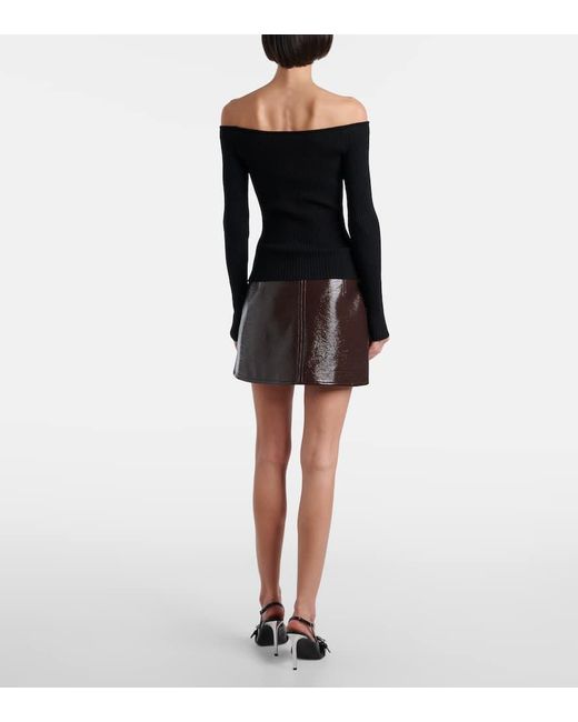Courreges Black Off-Shoulder-Top Aus Rippstrick