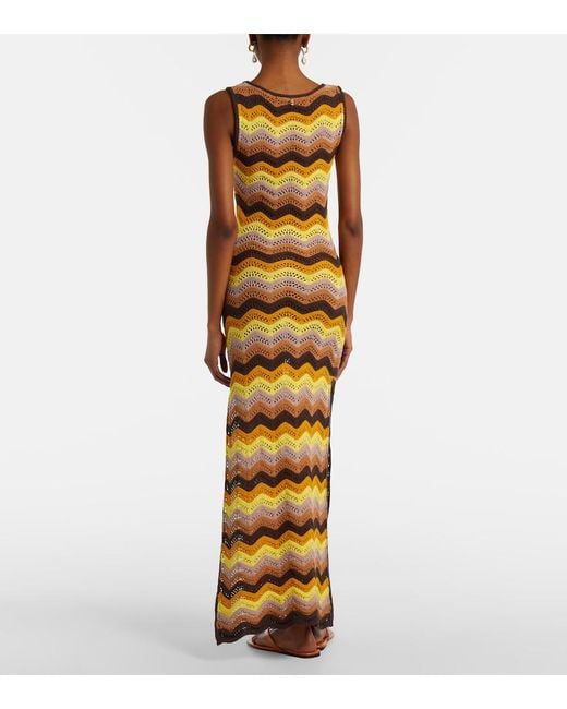 Bananhot Metallic Charli Chevron Crochet Cotton-Blend Maxi Dress