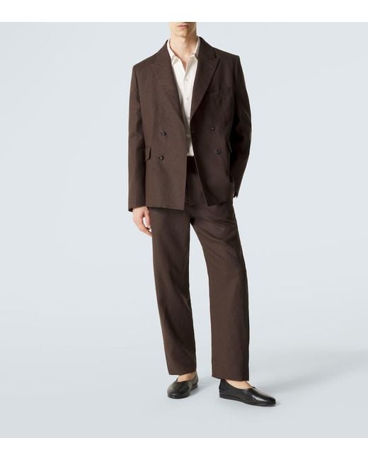 Bode Brown Linen Straight Pants for men