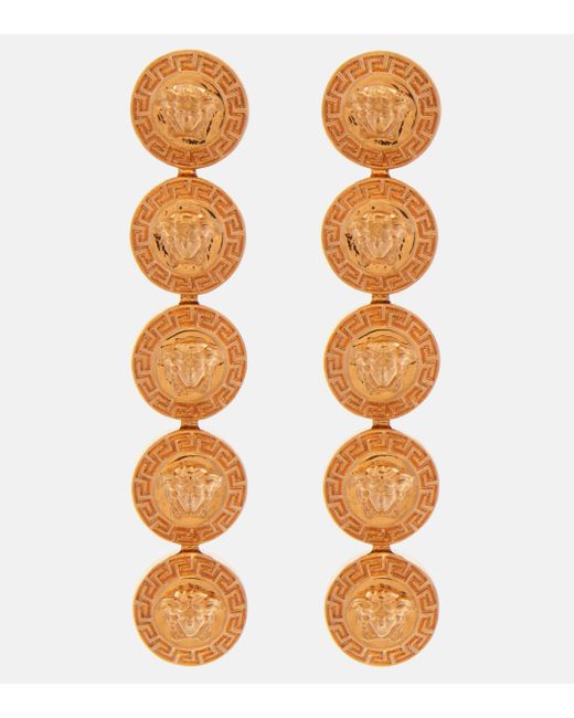 Versace Orange Tribute Medusa Drop Earrings