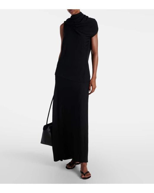 The Row Black Sacha Velvet Thong Sandals