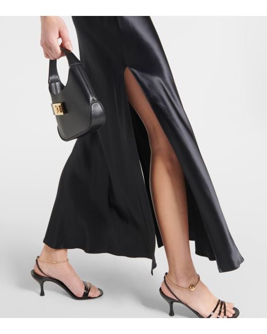 Ferragamo Black Satin Midi Skirt