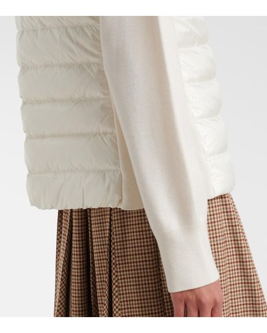 Moncler White Down-Paneled Virgin Wool Cardigan
