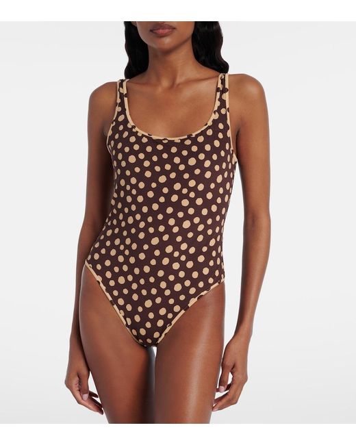 Valentino Brown Polka-Dot Swimsuit