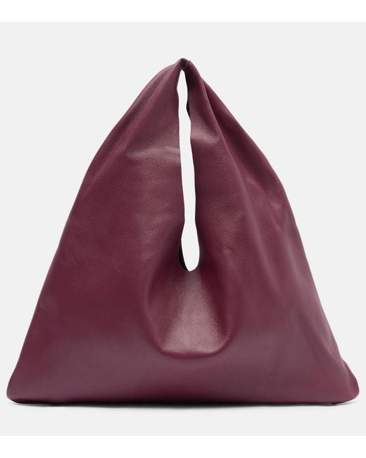The Row Purple Bindle Small Leather Tote Bag