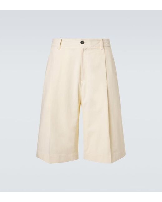 Studio Nicholson Natural Fowld Cotton And Linen Bermuda Shorts for men