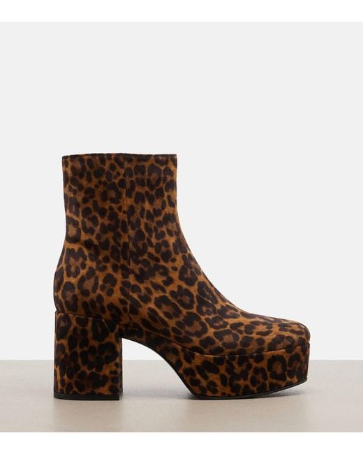 Gianvito Rossi Brown Sally Leopard-Print Suede Ankle Boots
