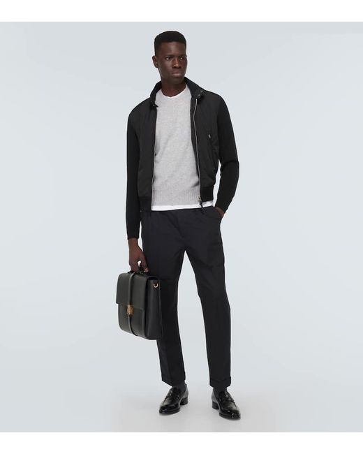 Tom Ford Gray Cotton And Silk Straight Pants for men