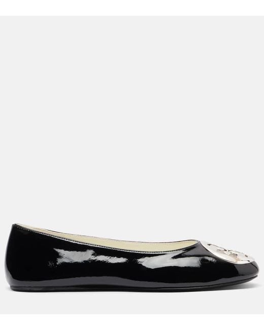 Tory Burch Black Ballerinas Reva Aus Lackleder