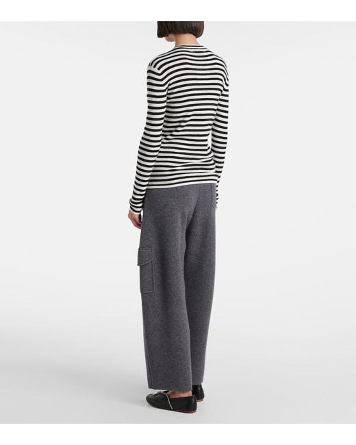 Lisa Yang Black Vivian Striped Cotton And Cashmere Top