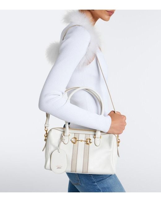 Gucci White Borsetto Small Leather Bowling Bag