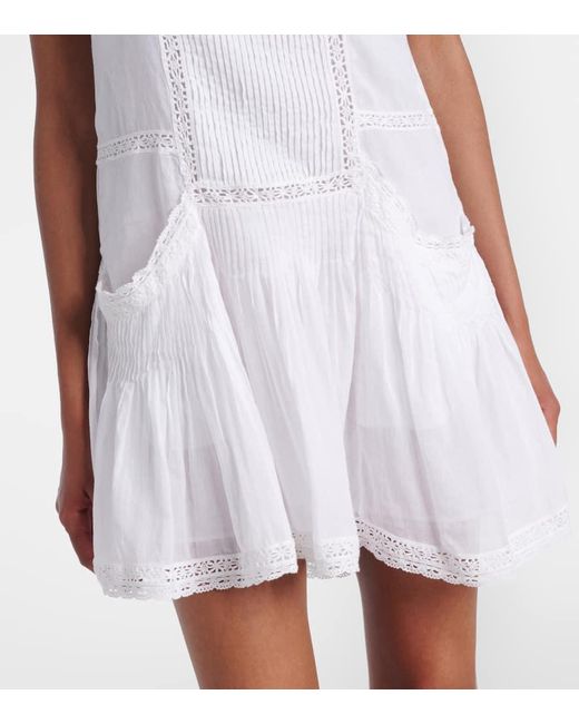 Isabel Marant White Minikleid Geraldin Aus Baumwolle Mit Spitze