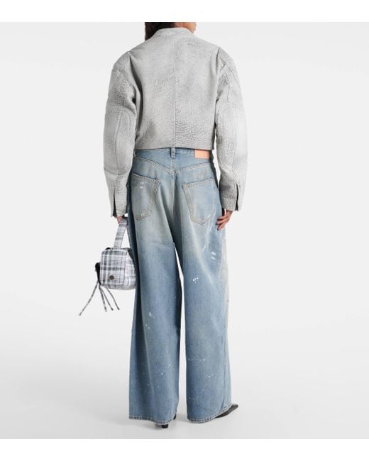 Acne Blue Distressed Mid-rise Wide-leg Jeans