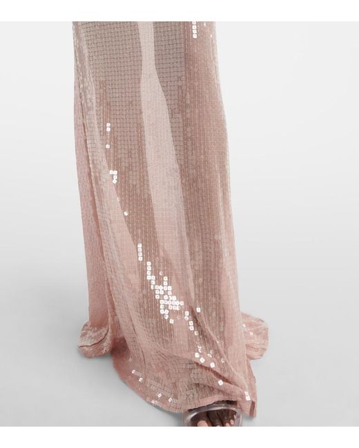 The New Arrivals Ilkyaz Ozel Pink Claudie Sequined Sheer Gown