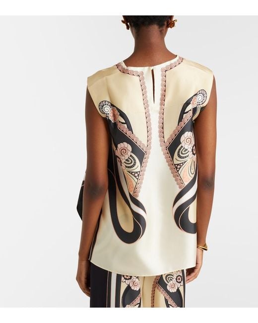 LaDoubleJ Natural San Carlo Printed Silk Twill Top