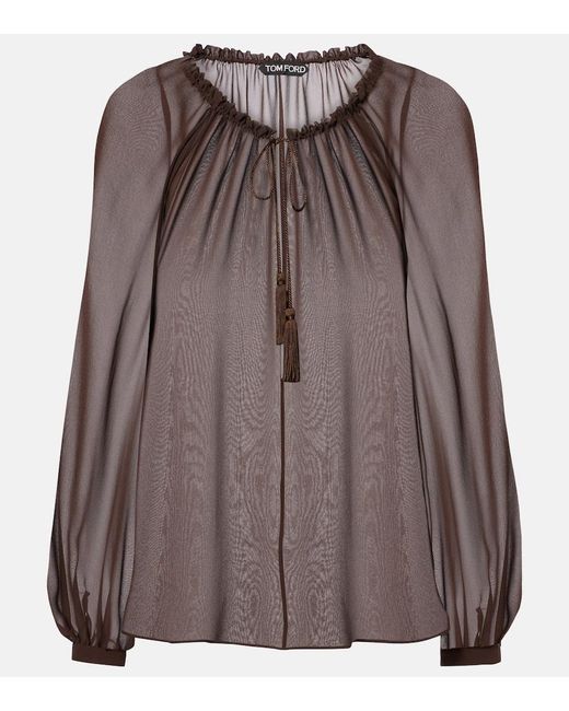 Blusa Transparente De Georgette De Seda Tom Ford de color Brown