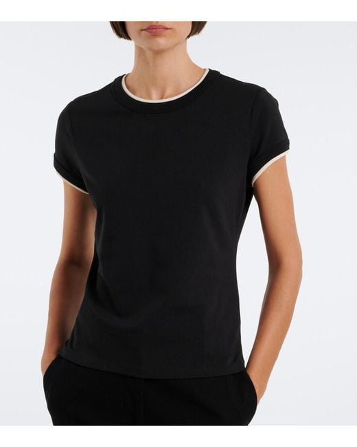 Veronica Beard Black Devin Cotton-Blend T-Shirt