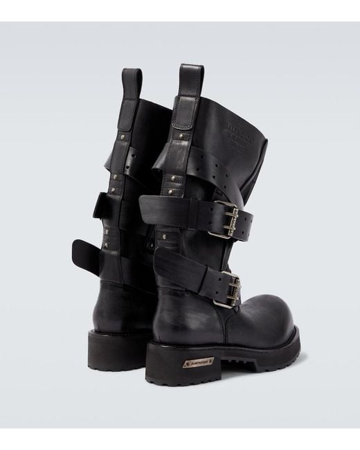 Balenciaga Black Venom Leather Biker Boots for men