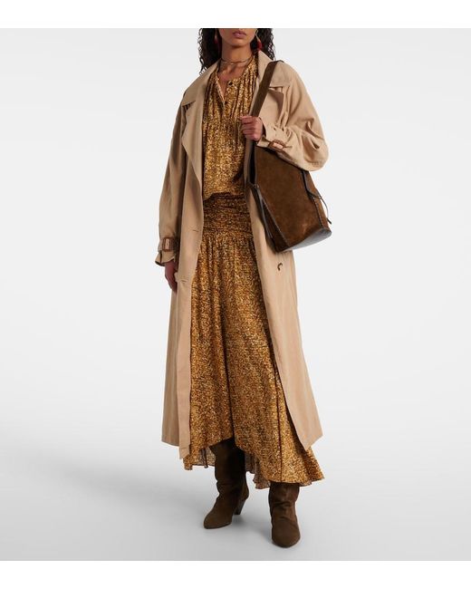 Isabel Marant Metallic Syana Printed Silk-Blend Maxi Skirt