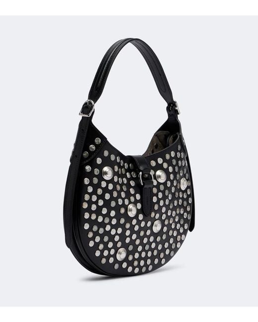 Polo Ralph Lauren Black Polo Id Small Studded Leather Shoulder Bag