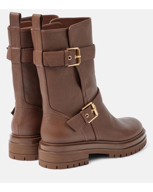 Gianvito Rossi Brown Thiago Leather Biker Boots