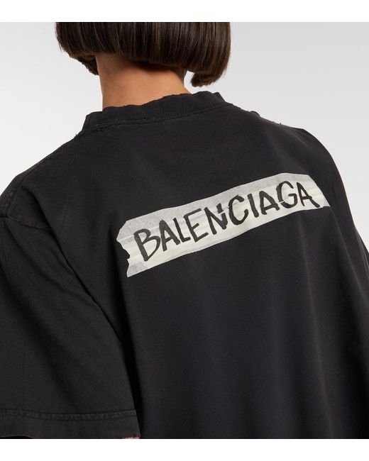 Camiseta De Jersey De Algodon Con Logo Balenciaga de color Black