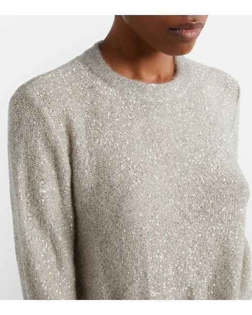 Brunello Cucinelli Gray Sequined Sweater