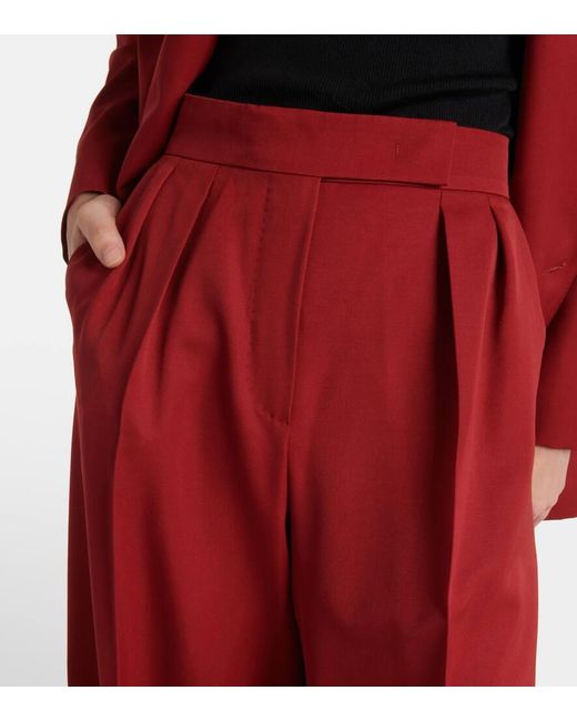 Pantaloni a gamba larga Libbra in lana di Max Mara in Red