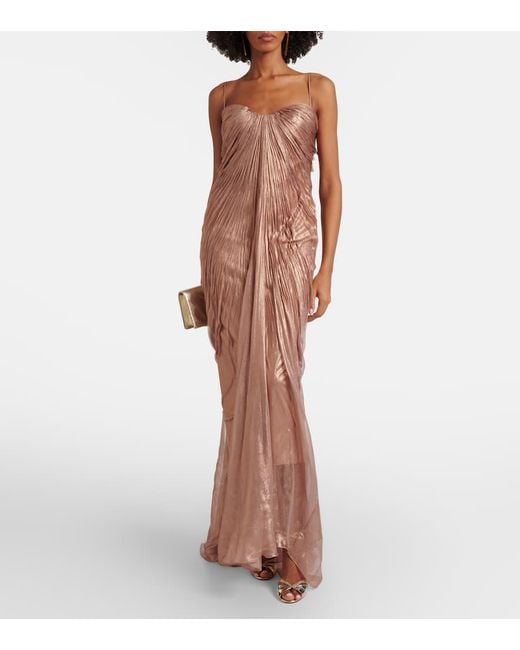 Robe Longue Victoria En Soie Maria Lucia Hohan en coloris Brown