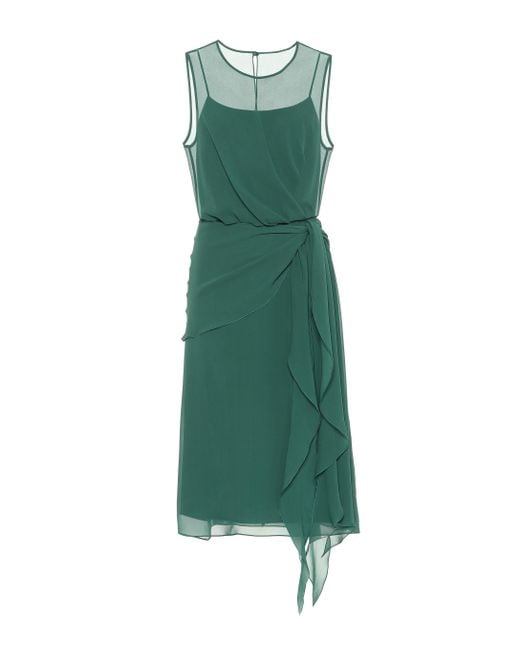 Max Mara Green Zenobia Silk Dress
