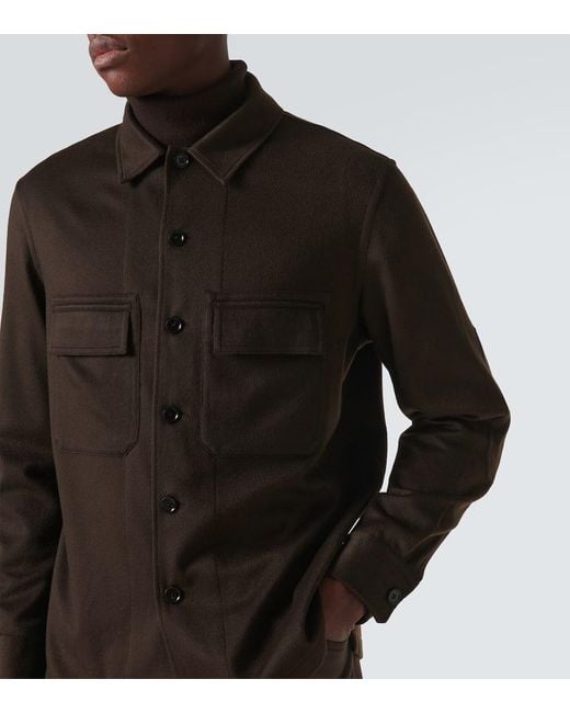Zegna Green Luxe Cashmere Button-Front Overshirt for men