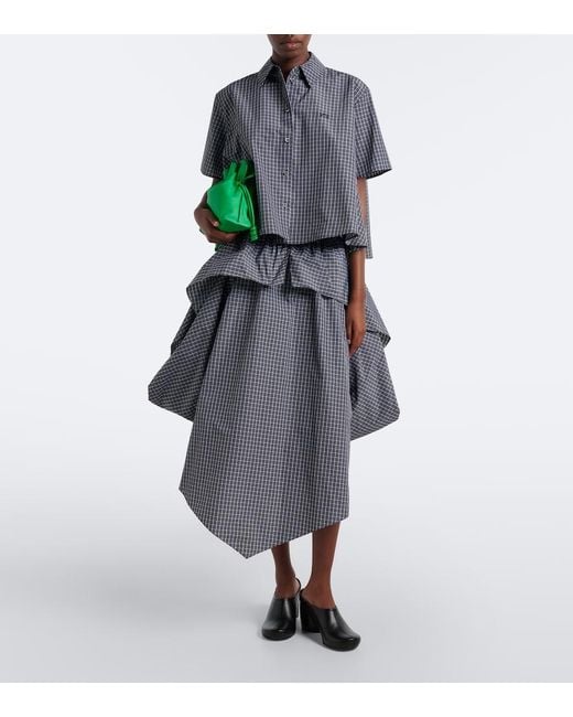 Loewe Gray Asymmetric Cotton-Blend Midi Skirt