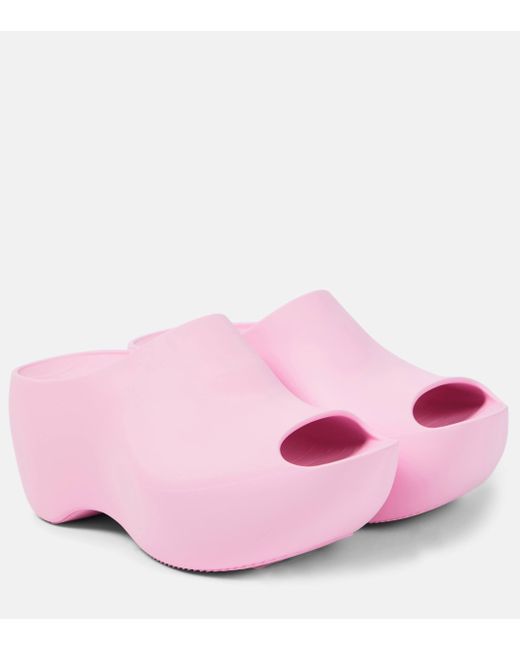 Balenciaga Pink Technoslide Platform Slides