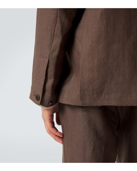 STÒFFA Brown Linen Blazer for men