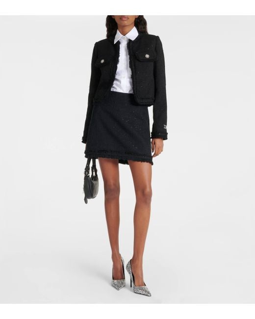 Versace Black Cotton-blend Tweed Jacket