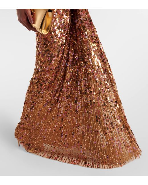 Robe longue a ornements Jenny Packham en coloris Brown