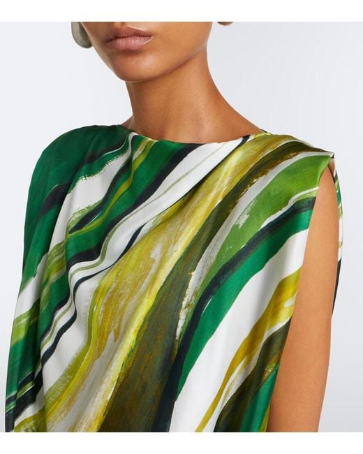 Christopher Esber Green Belted Printed Silk Minidress