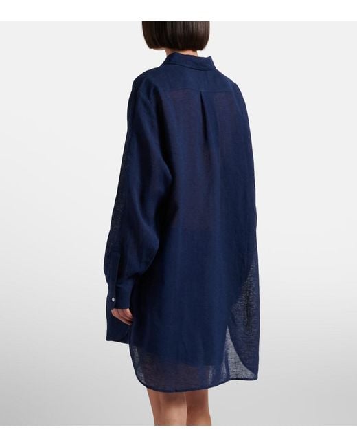 Polo Ralph Lauren Blue Cotton And Linen Shirt