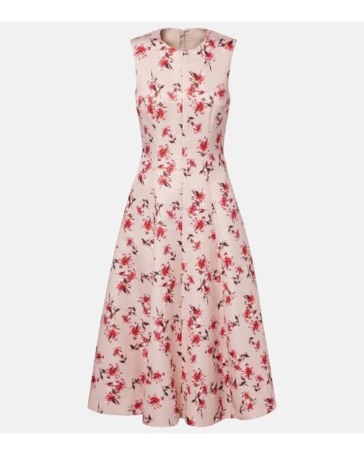 Emilia Wickstead Pink Mara Floral Faille Taffeta Midi Dress