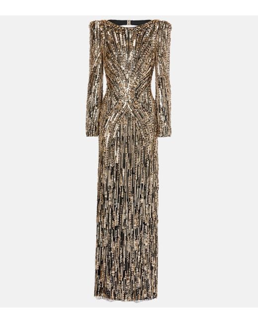 Jenny Packham Natural Avalon Sequined Gown