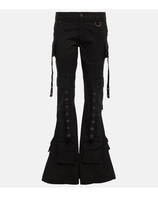 Blumarine Black Embellished Low-Rise Flared Jeans