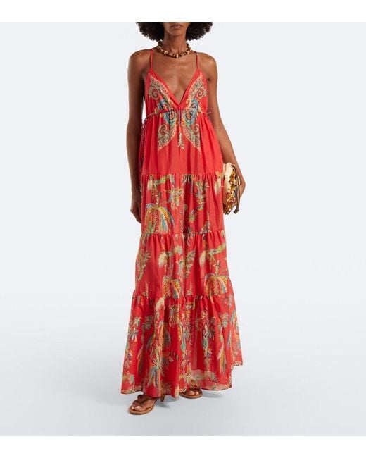 Etro Printed Tiered Cotton Maxi Dress