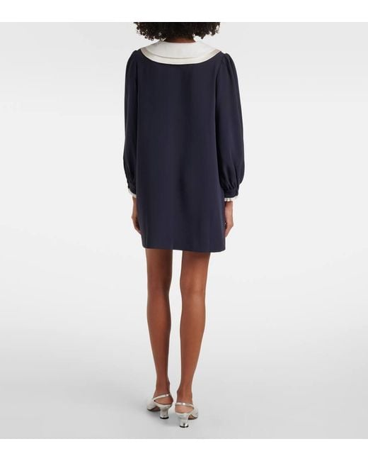 Rixo Blue Halina Bow-Detail Minidress